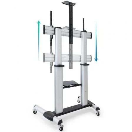 Tooq FS20300M-B Soporte de Suelo con Ruedas Inclinable Ajustable para TV 60-100" hasta 100kg con Bandejas DVD y Webcam